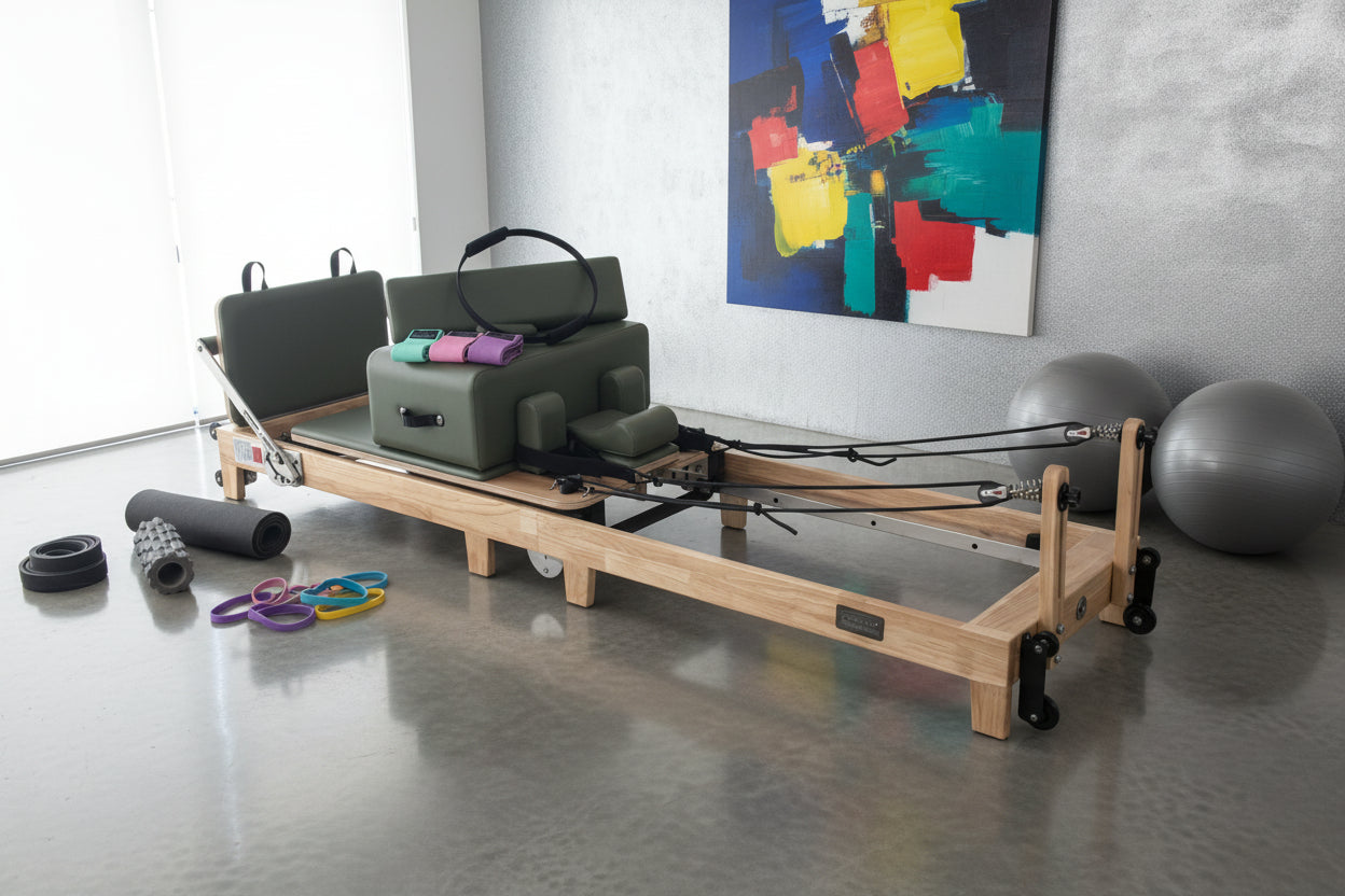 Trojan Green Home Oak Foldable Pilates Reformer – Smart Fitness Value New