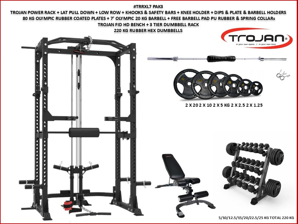 Trojan TRXL7 Power Rack + Lat Pull Down Pak 3