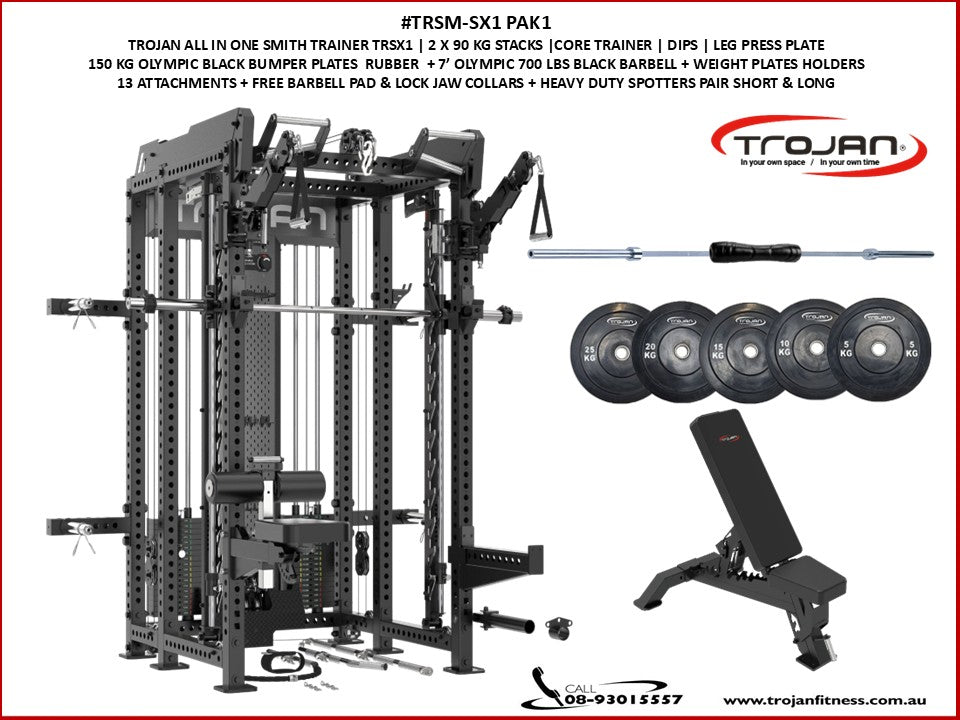 TRSM-SX1 ELITE Power Rack Smith Machine & Functional Trainer PAK1