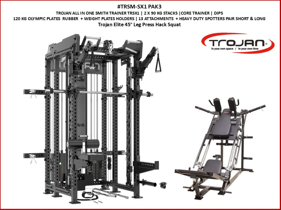 TRSM-SX1 ELITE Power Rack Smith Machine & Functional Trainer PAK3
