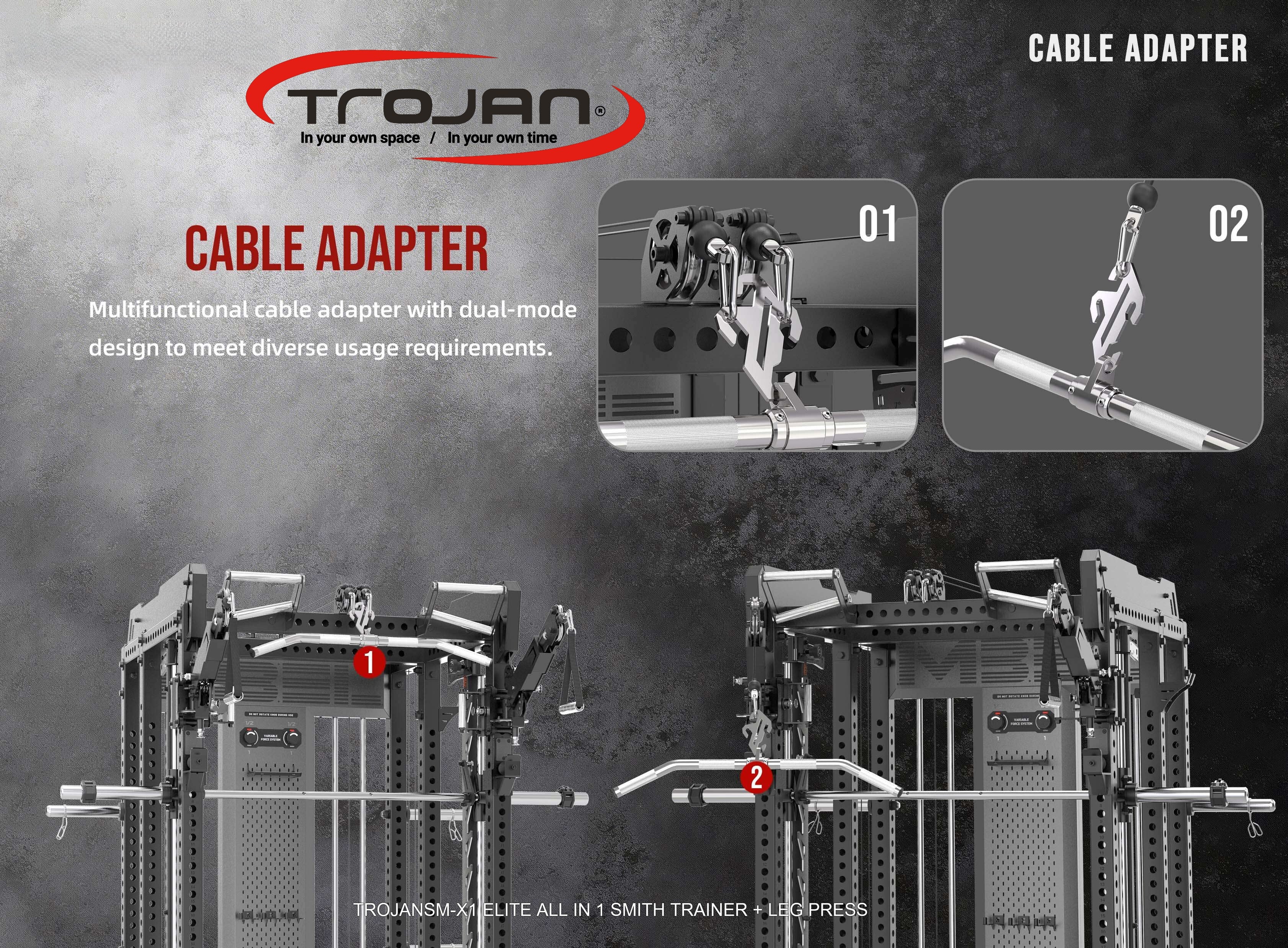 TRSM-X1 ELITE Power Rack Smith Machine & Functional Trainer | Dual 90kg Stacks | 1:1 - 2:1 Cable Ratio