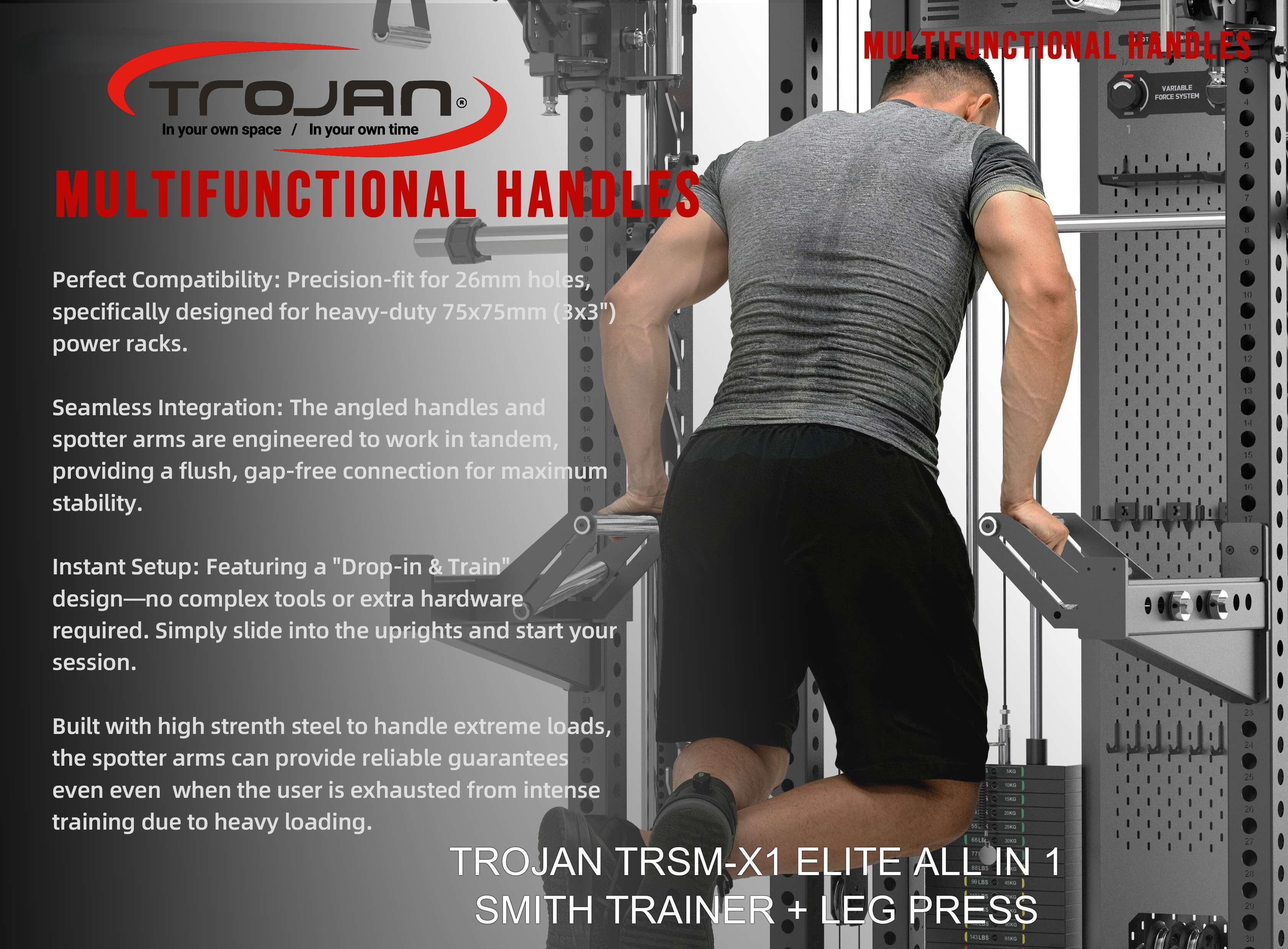 TRSM-X1 ELITE Power Rack Smith Machine & Functional Trainer | Dual 90kg Stacks | 1:1 - 2:1 Cable Ratio