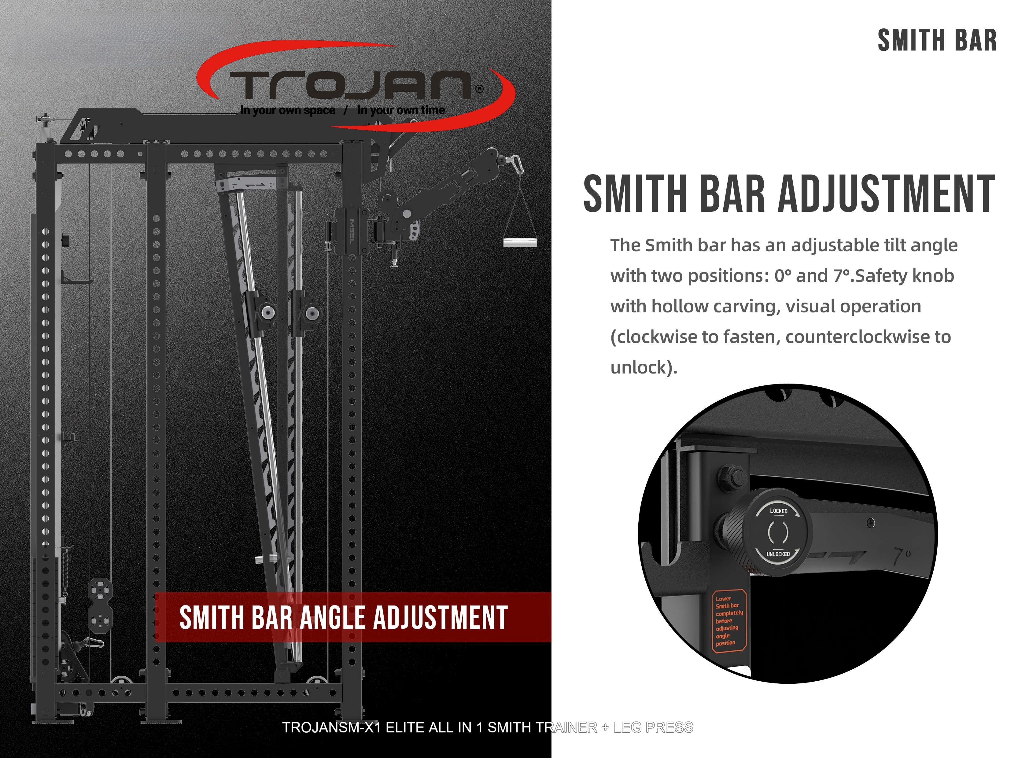 TRSM-X1 ELITE Power Rack Smith Machine & Functional Trainer | Dual 90kg Stacks | 1:1 - 2:1 Cable Ratio