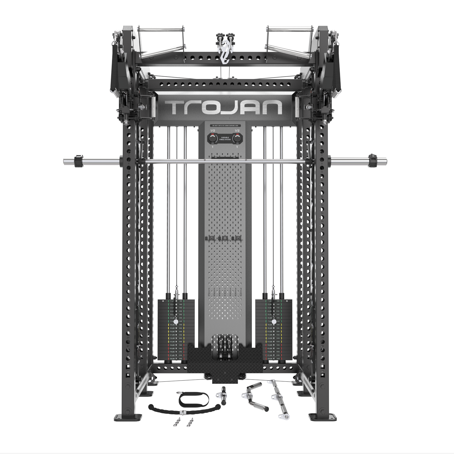 TRSM-X1 ELITE Power Rack Smith Machine & Functional Trainer | Dual 90kg Stacks | 1:1 - 2:1 Cable Ratio