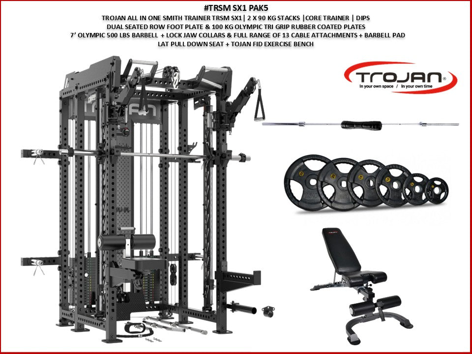 TRSM-SX1 ELITE Power Rack Smith Machine & Functional Trainer PAK5