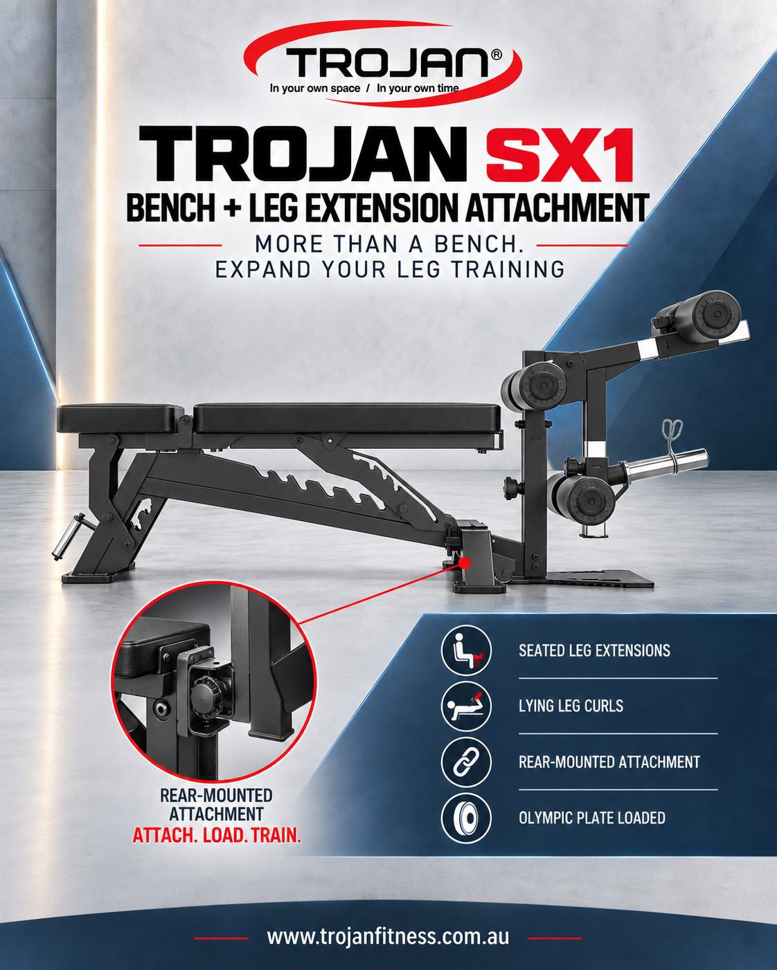 Trojan SX1 Elite Commercial Adjustable Bench & Leg Extension