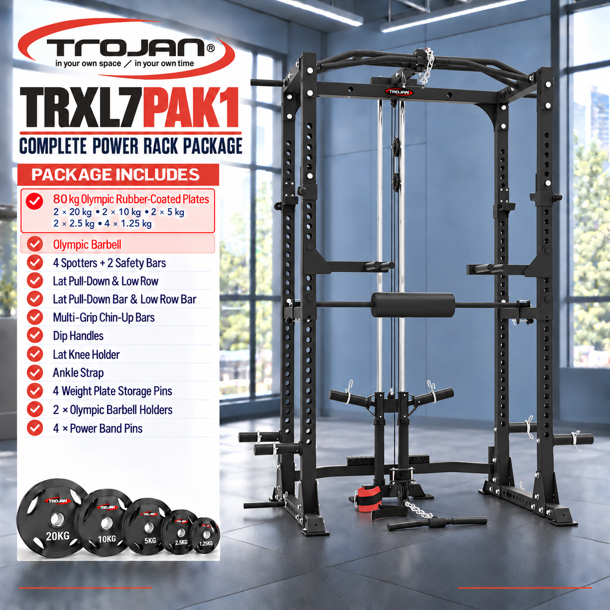 Trojan TRXL7 Power Rack + Lat Pull Down Pak 1