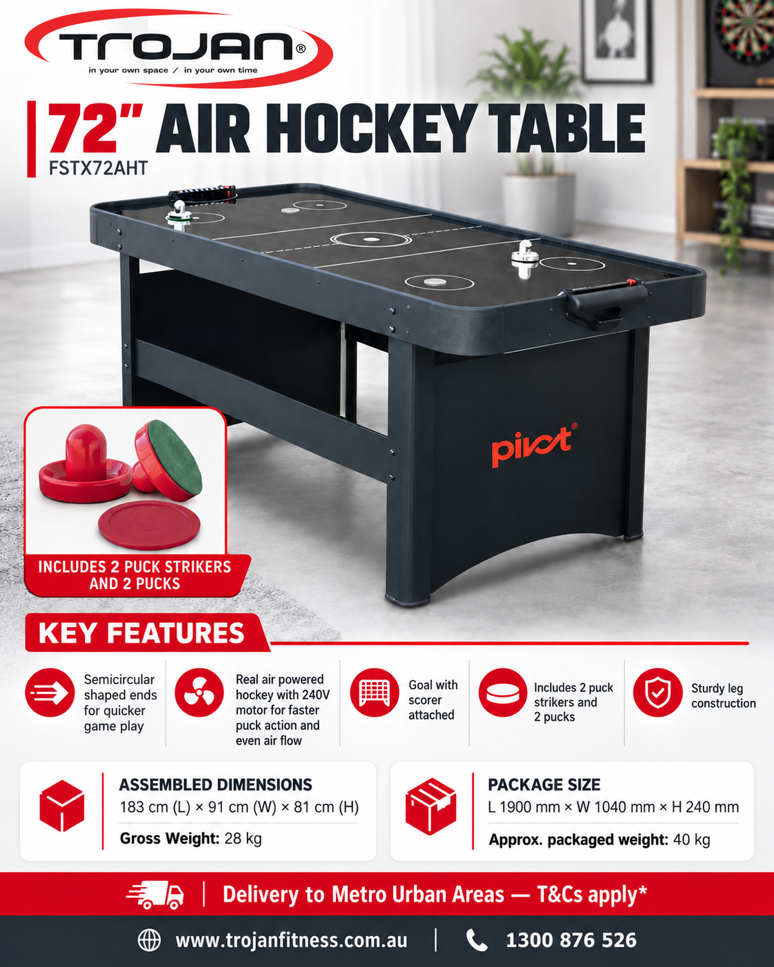 Air Hockey Table 72"| 6 Foot