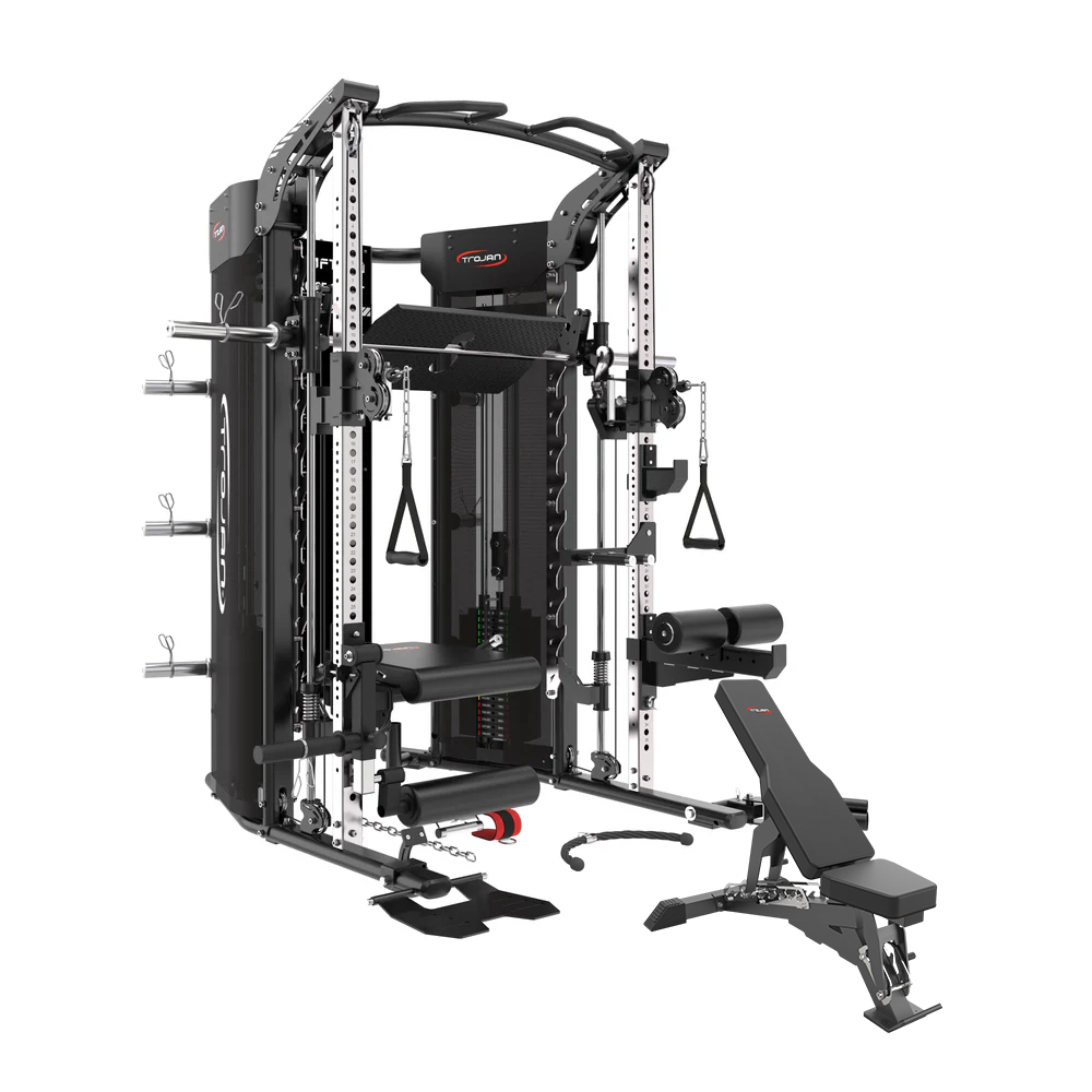 Trojan TRSM900FT Smith All in 1 Functional Trainer Leg Press + XTR HD Bench + Seated Leg Ext