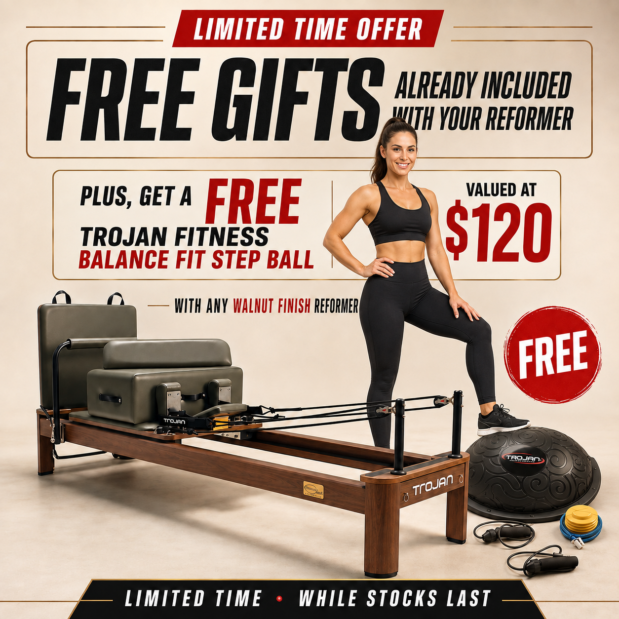 Premium Green Aluminum Pilates Reformer – Wood-Effect Surface