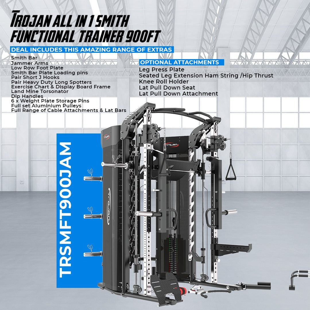 Trojan TRSM900FT Smith All in 1 Functional Trainer Leg Press + Jammer Arms