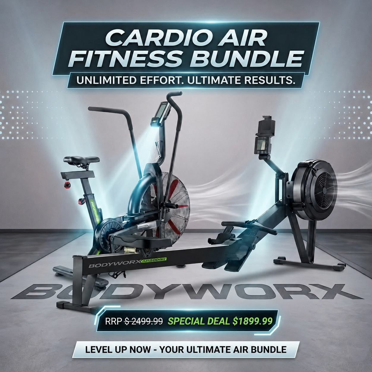 Bodyworx KRX6080 Air Rower Air Bike Bundle