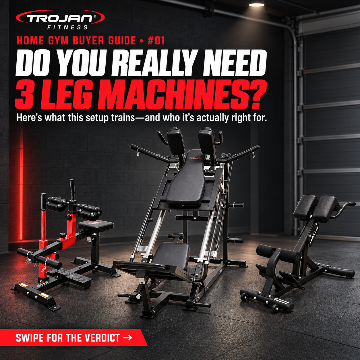 Leg Press 45°Hack Squat + Seated Calf Raise + Reverse Hyper Ext Bench