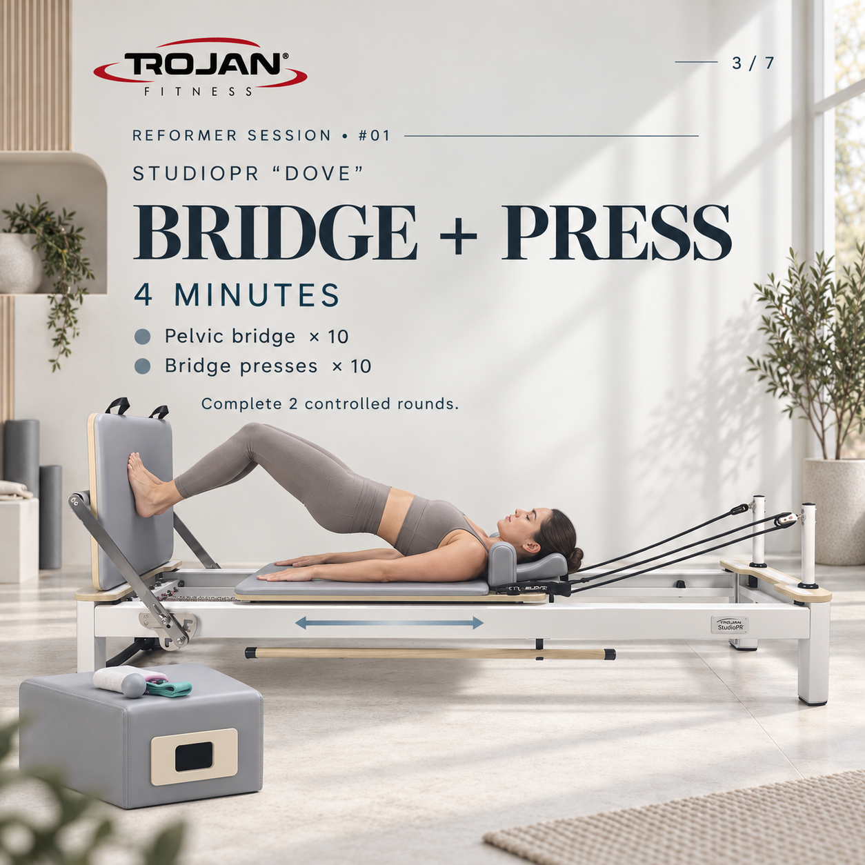 Trojan StudioPR Dove Grey  Aluminium Reformer Inc Box & Jump Board