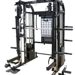 All in One Trainer 90XPRO Smith Functional Trainer 1:1 & 2:1 Cable Ratio + Leg Press + Jammers | FID Bench 100 Kg Plates + Barbell+