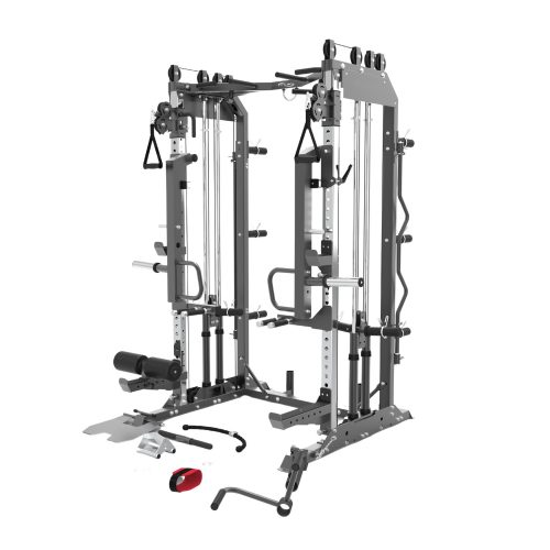 Power Rack Cable Cross Lat Pull Down Functional Trainer FID +Leg Ext Bench 100 Kg Weights Barbell
