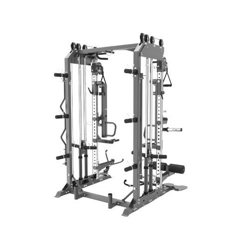 Power Rack Cable Cross Lat Pull Down Functional Trainer FID Bench 150 Kg Bumper Weights + Barbell